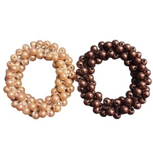 Brown and Tan Beaded Hair Scrunchies